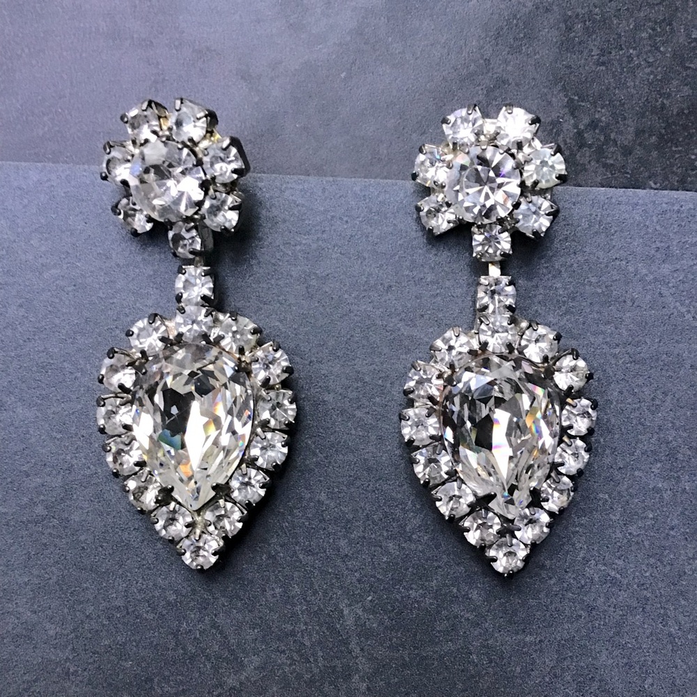 Crystal and Silver Drop Earrings